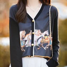 Spring Autumn Women 100% Wool Silk Stitching Sweater New V-neck Printing Cardigan Casual Knitted Soft Jacket Slim Warm Tops