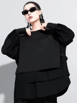 Amax luluE European Autumn Fashion Loose Sweatshirts Womens Vintage Fake Two Piece Hoodies Ladies Casual Oversized Punk Clothes