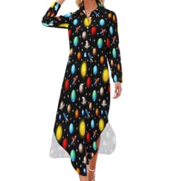 Vintage Moon Casual Dress Tarot Art Collage Aesthetic Dresses V Neck Trendy Chiffon Dress Long Sleeve Print Vestido Big Size 5XL