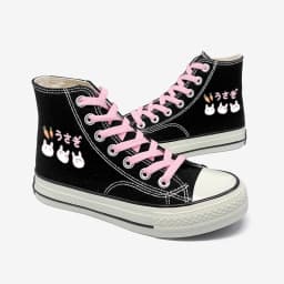 Amy and Michael Lovely Young Students Canvas Shoes Cartoon Anime Girls Vulcanized Shoes Women Casual Lace Up Sneakers