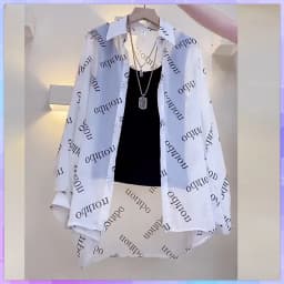 Women's Chiffon T-shirt Letter Plaid Tee Shirts Female Summer Loose Top Long Sleeve T-shirts See Through Thin Tops Coat