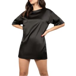 Oversize Satin Women Long T-Shirts Fashion Casual Loose Short Sleeve Streetwear Tops Women's Clothing M30665