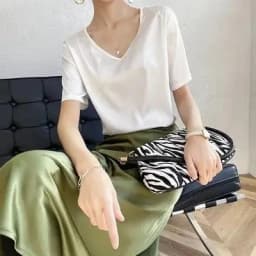 Oversize Satin Women Long T-Shirts Fashion Casual Loose Short Sleeve Streetwear Tops Women's Clothing M30665