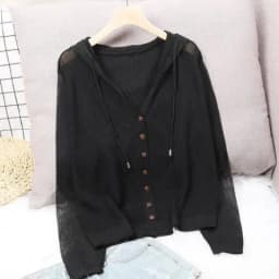 Women's Hoodie Spring Summer Knit Cardigan Coat Women's Hooded Top Sweater Thin Hollow Out Sun Protection Jacket Korean Fashion