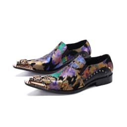 Men's Black Genuine Leather Snake‑Embossed Pointed‑Toe Dress Shoes Dragon Head Decor Luxury Trendy Footwear For Summer Business