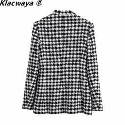 Klacwaya 2021 Women Two-Piece Set Vintage V Neck No Buckle Plaid Textured Blazer Jacket Female High Waist Shorts Elegant Suit