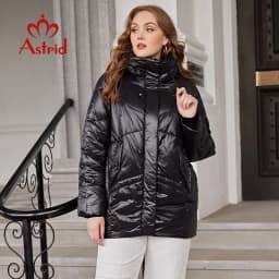 Astrid Down Jacket Female Winter 2022 Short Loose Casual Simple Design Contrast Color Stitching Hooded Women's Parka AR-E10345