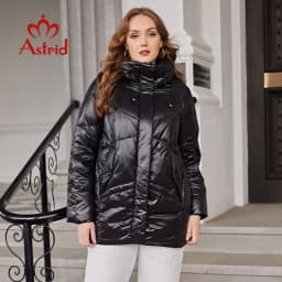 Astrid Down Jacket Female Winter 2022 Short Loose Casual Simple Design Contrast Color Stitching Hooded Women's Parka AR-E10345