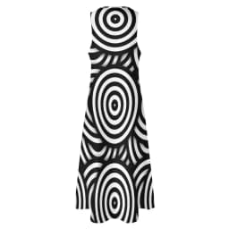 Retro Psychedelic Op Art Dress Black White Circles Night Club Maxi Dress Street Wear Bohemia Long Dresses Summer V Neck Vestidos