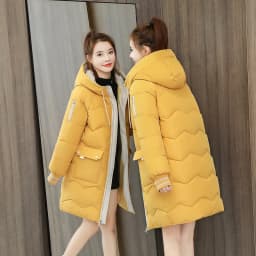 Winter Women Coat Mid-length Hooded Cotton Padded Parkas 4XL Warm Thicken Casual Overcoat Loose Snow Wear Solid Outwear Jacket
