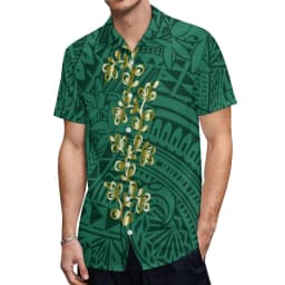 Custom Logo Pacific Island Art Sustainable Ruffle Sleeve Dress Hawaii Tribal Polynesian Hibiscus Sublimation Print Short Dresses