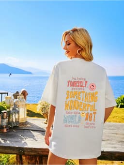 Summer Tshirt For Women Be Yourself And Bring Beauty To The World Happy Face Soft Comfortable Tee Beach Casual Female Tops