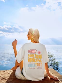 Summer Tshirt For Women Be Yourself And Bring Beauty To The World Happy Face Soft Comfortable Tee Beach Casual Female Tops