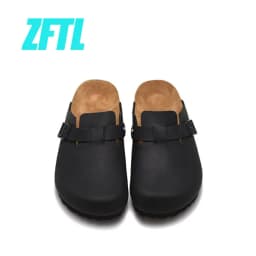 ZFTL Cork Slippers Genuine Leather Round toe slippers Couple slippers Man Outdoor Casual Sandals Women Suede sandals Brand 2025