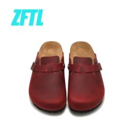ZFTL Cork Slippers Genuine Leather Round toe slippers Couple slippers Man Outdoor Casual Sandals Women Suede sandals Brand 2025