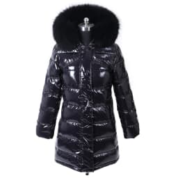 Maomaokong Winter waterproof Jacket Women Real White Duck Down Lining Coat natural Raccoon Fur Collar Warm Black down jacket