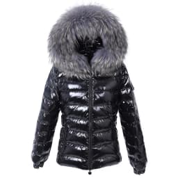 Maomaokong Winter waterproof Jacket Women Real White Duck Down Lining Coat natural Raccoon Fur Collar Warm Black down jacket