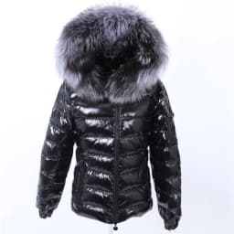 Maomaokong Winter waterproof Jacket Women Real White Duck Down Lining Coat natural Raccoon Fur Collar Warm Black down jacket