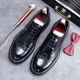 Handmade Leather Shoes Men Summer New Brogue Carved Business Dress Shoe Mens Black Casual Increase British Lace-Up Oxfrods