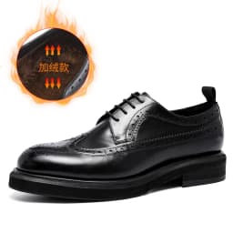 Handmade Leather Shoes Men Summer New Brogue Carved Business Dress Shoe Mens Black Casual Increase British Lace-Up Oxfrods
