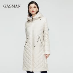 GASMAN 2022 Women's spring jackets Designer trench long casual puffer jacket stand-up Collar hooded women coat Outerwear 21865