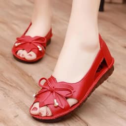 Large Size 42 Wide Fit Women's Sandals Black Butterfly Peep Toe Elegant Lady Shoes Top Quality Breathable Women Leather Sandals
