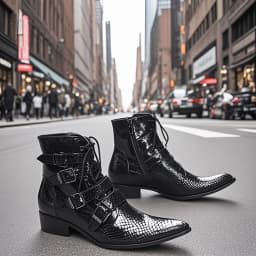 Men's Genuine Cow‑Leather Pointed Dress Boots Buckle‑Strap Decor Personalized Footwear For Summer Model Show Banquet Wedding Par