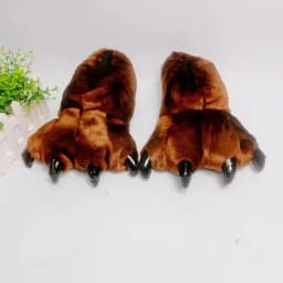 Soft Furry Slippers For Home Man Plush Fuzzy Home Shoes Slippers For Boys Funny Animal Slides Men's Bear Paw Slippers Cosplay