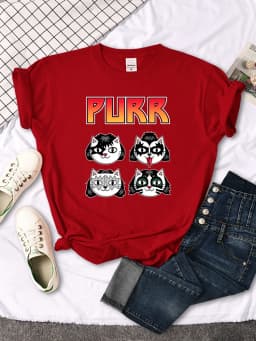 Cat Printing Female T-shirts Fashion Style Clothes Oversize T-shirt Harajuku Basic Clothing Summer Spring Gothic Women Tshirts