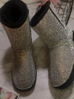 bling bling rhinestone snow boots woman thick flat whole rhinestones winter boots glitter pink back crystal snow boots