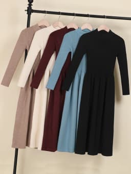 Casual Women's Dresses Ladies Knitted Long Sleeve Dress 2026 Winter Sweater Korean Fashion Clothes Clothing Robe Basic Elegant