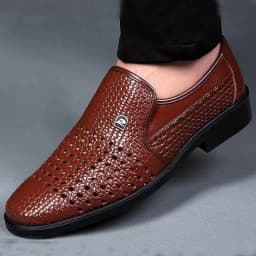 2025 Autumn New Soft-Soled Men's Sandals Leather Shoes Men's Business Hollowed-Out Dress Middle-Aged And Elderly Dad Shoes Men