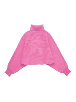 Zevity Women Fashion Loose High Neck Knit Sweater Vintage Wide Long Sleeve With Cuffs Female Pullovers Chic Tops SW2191
