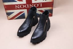 new fashion mens platform boots black genuine leather shoes outdoor warm cotton winter snow botte ankle botas de homens sapatos