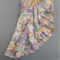 New Summer Women's Fashion Slanted Shoulder Floral Elegant Dress Slim Asymmetric Ruffle Party Long Sleeves Dress
