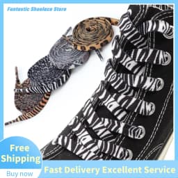 Leopard Shoelaces Newest Classic Animal Patten Print Tiger Zebra Snake Shoe Laces Creative Unisex Flat Canvas Laces for Shoes