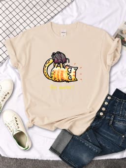 Lady T-Shirt Angry Cat Go Away Print T-Shirts Womans O-Neck Sports Oversize Shirt Streetfashion Slim Funny Animal Women Clothes
