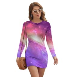 Abstract Galaxy Bodycon Dress Summer Vincent Van Gogh Starry Night Sexy Dresses Woman Long Sleeve Street Fashion Dress Big Size