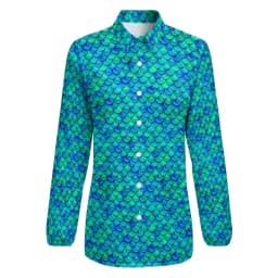 Colorful Mermaid Blouse Aqua Blue Scales Office Print Blouses Women Long-Sleeve Casual Shirts Summer Oversized Clothing 2XL 3XL