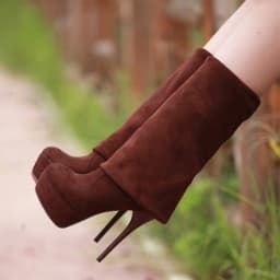 Super High Waterproof Platform Stiletto Heel Winter Women's Flock Boots Short Plush High Heel Large Size Over-The-Knee Boots