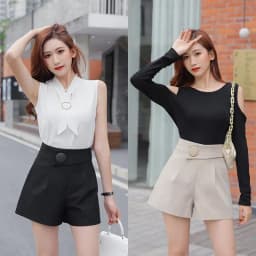 Wide Leg Women's Shorts Fashion Aesthetic Casual High Waist Korean Summer Cotton Black Sexy Elastic Vintage Luxury Short Pants