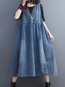 Masss Wasss Fashion Vintage Summer Clothing 2022 Women Loose Classic Vestidos Leisure Elegant Sleeveless Sexy Punk Denim Dresses