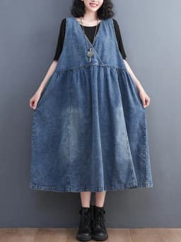 Masss Wasss Fashion Vintage Summer Clothing 2022 Women Loose Classic Vestidos Leisure Elegant Sleeveless Sexy Punk Denim Dresses