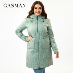 GASMAN 2023 New Women's spring Down jacket Autumn Women Coat Long parka Fashion women's jackets female Thin Cotton L-5XL 8327