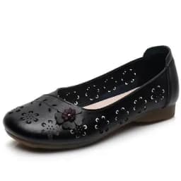 Fashion White Cutout Shallow Flats Woman Designer Floral Hollows Summer Flat Shoes for Women 2023 Casual Leather Loafers