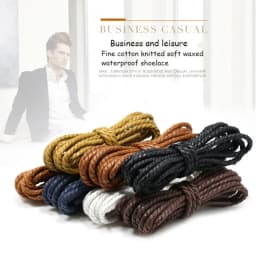 Waxed Shoeslaces for Women In Thick British Style Leather Shoes Boots Laces Round Black for Men Cotton Linen Fine Laces
