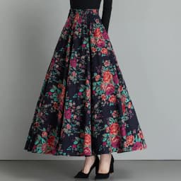Female Cotton Linen Autumn Vintage Plus Size a-line High Waist National Fashion Big Flower Maxi Ladies Skirts for Womens