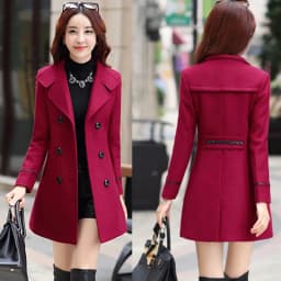 Autumn Winter Women Wool Jacket Medium Length Woolen Coats Slim Elegant Female Korean Outerwear 3XL
