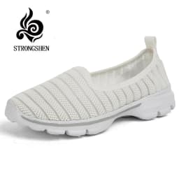 STRONGSHEN Women's Summer Sneakers Slip On Flat Shoe Women's Fashion Casual Loafers Walking Shoe Outdoor Mesh Soft Bottom Sports