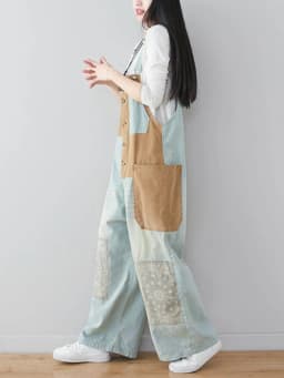Amax luluE 2024 Japanese Design Ladies Luxury Fashion Denim Overalls Women Loose Vintage Jeans Printed Patchwork Punk Streetwear